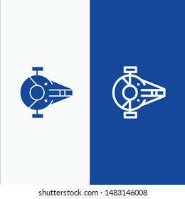 Cruiser, Fighter, Interceptor, Ship, Spacecraft Line and Glyph Solid icon Blue banner Line and Glyph Solid icon Blue banner