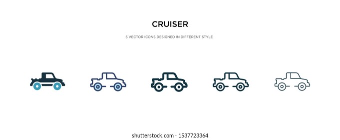 cruiser icon in different style vector illustration. two colored and black cruiser vector icons designed in filled, outline, line and stroke style can be used for web, mobile, ui