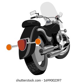 Cruiser motorcycle half side rear view isolated on white vector illustration