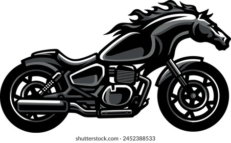 Cruiser Motorcycle with Horse Head