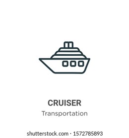 Cruiser outline vector icon. Thin line black cruiser icon, flat vector simple element illustration from editable transportation concept isolated on white background
