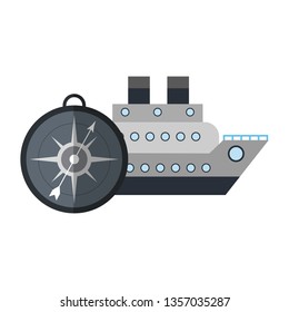 Cruiser ship with compass symbol
