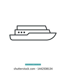 Cruiser, Ship Icon Vector Illustration Logo Template For Website Or Mobile App