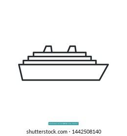 Cruiser, Ship Icon Vector Illustration Logo Template For Website Or Mobile App