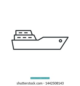 Cruiser, Ship Icon Vector Illustration Logo Template For Website Or Mobile App