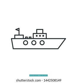 Cruiser, Ship Icon Vector Illustration Logo Template For Website Or Mobile App