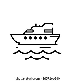 Cruiser ship line icon, concept sign, outline vector illustration, linear symbol.