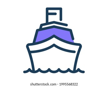 cruiser ship single isolated icon with dash or dashed line style