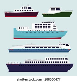Cruiser ships vector image design set. 