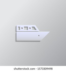 Cruiser voyage paper style, vector icon. Grey color vector background