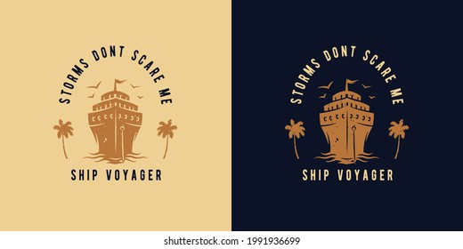 Cruiser wanderer. Nautical wanderlust , marine ship for print. Adventure voyager