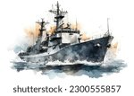 Cruisers These are fast maneuverable warships watercolor vector Background