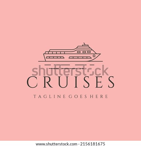 cruises on wave line art logo vector symbol illustration design
