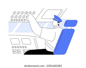 Ilustración vectorial de concepto abstracto de altitud de crucero. Piloto en cabina de vuelo, capitán en cabina de control de seguridad, transporte aéreo, metáfora abstracta de transporte aéreo comercial.