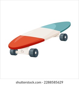 Cruising longboard, pennyboard isolated on white background.