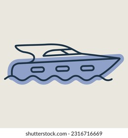 Cruising motor yacht vector icon. Graph symbol for travel and tourism web site and apps design, logo, app, UI