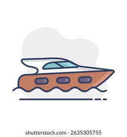 Ícone do vetor de iate com motor de cruzeiro. Símbolo gráfico para site de viagens e turismo e design de aplicativos, logotipo, aplicativo, UI