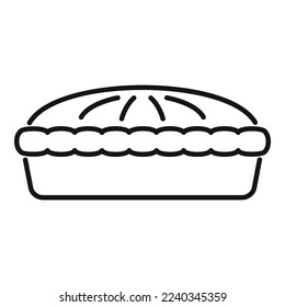 Vector de contorno de icono de tarta de manzana crujiente. Postre de pasteles. Dulce