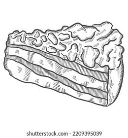 crumble cake british or england and dessert snack isolated doodle hand drawn sketch with outline style