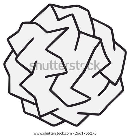 crumbled paper ball flat color vector illustration template design