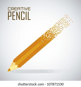 crumbling pencil into squares, vector illustration
