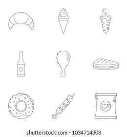 Crumbly icons set. Outline set of 9 crumbly vector icons for web isolated on white background