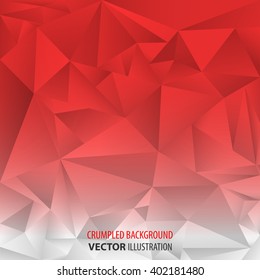 Crumpled abstract background. Red and white wallpaper.