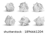 Crumpled balls. 3d garbage paper idea notes trash symbols decent vector realistic pictures