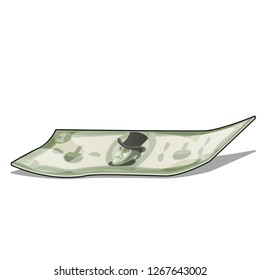 Crumpled banknote isolated on white background. Vector cartoon close-up illustration.