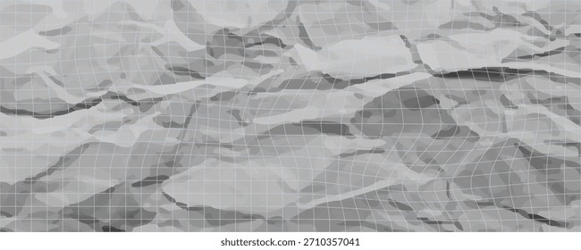Ilustración vectorial realista de textura de papel a cuadros azul arrugado. Hoja de cuaderno en blanco blanco con rejilla, efecto de arruga y pliegue, maqueta de página de notas, Plantilla educativa