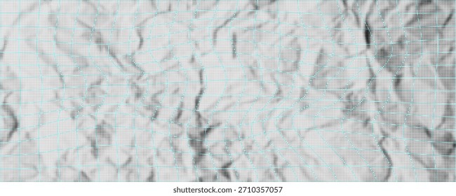 Krumpelblaues kariertes Papier Textur realistische Vektorgrafik. Weißes, leeres Notizbuch mit Raster, Falten- und Falteneffekt, Notizseiten-Mustervorlage, Lernvorlage