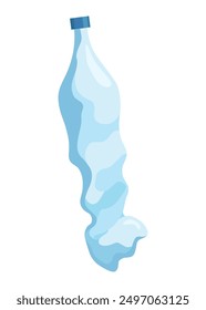Icono de botella arrugada. Botella plástica rota, envase plástico vacío, concepto reciclable del eco de la basura. Elemento de residuos de reciclaje. Vector aislado ilustración