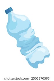 Crumpled bottle icon. Broken plastic bottle, empty plastic container, recyclable garbage eco concept. Recycling waste element. Vector isolated illustration