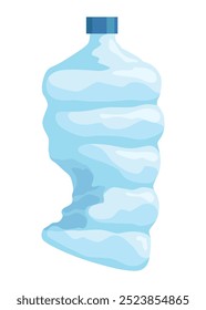 Icono de botella arrugada. Botella plástica rota, envase plástico vacío, concepto reciclable del eco de la basura. Elemento de residuos de reciclaje. Vector aislado ilustración
