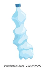 Icono de botella arrugada. Botella plástica rota, envase plástico vacío, concepto reciclable del eco de la basura. Elemento de residuos de reciclaje. Vector aislado ilustración