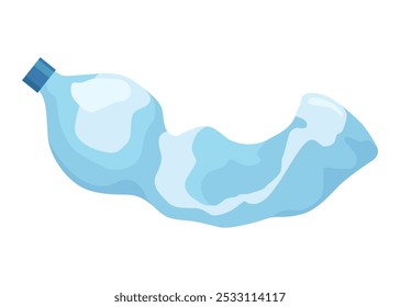 Symbol der zerknitterten Flasche. Gebrochene Plastikflasche, leerer Plastikbehälter, recycelbarer Müll Öko-Konzept. Recycling-Abfallelement. Vektorgrafik einzeln