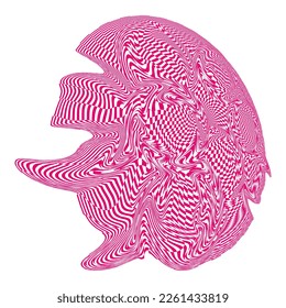 crumpled bright pink color abstract sphere wavy checkered design
