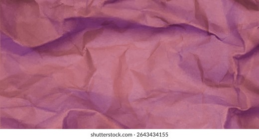 Crumpled brown craft package paper texture. Abstract beige background with wrinkled cardboard texture. Vector illustration of a realistic origami page card folded and then unfolded sheet of paper