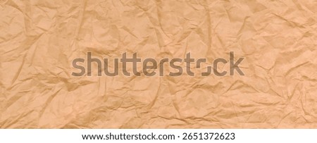 Crumpled brown paper texture. Abstract beige background with wrinkled cardboard texture. Vector illustration horizontal fold crumpled empty biodegradable orange paper template for posters and banners