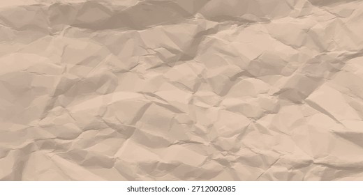 Textura de papel marrón arrugado, fondo Horizontal con desniveles y pliegues. Adecuado para Fondos de pantalla, maquetas, Plantillas y proyectos creativos vintage. Ilustración vectorial.