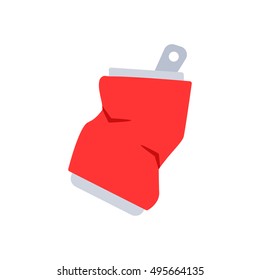 crumpled can icon, flat design. Iron can of soda, isolated vector illustration.. garbage