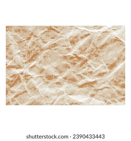 Crumpled craft packaging paper, close-up, from yellow circle dots of different sizes on white background