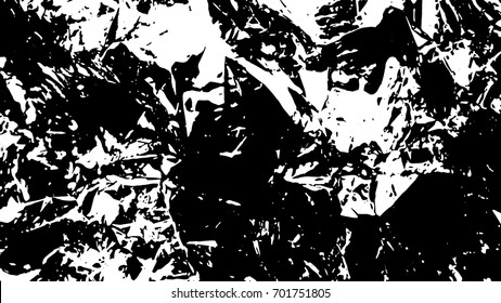 Crumpled dirty black and white texture. Ink Print Distress Background. Monochrome surface for your design. Vector.