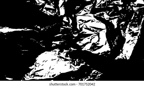Crumpled dirty black and white texture. Ink Print Distress Background. Monochrome surface for your design. Vector.