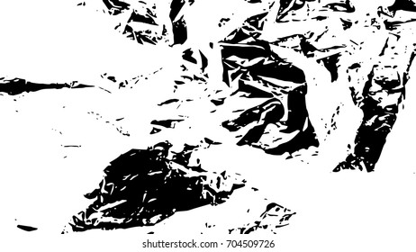 Crumpled dirty black and white texture. Ink Print Distress Background. Monochrome surface for your design. Vector.