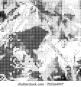 Crumpled dirty black and white texture. Ink Print Distress Background. Monochrome surface for your design. Vector.