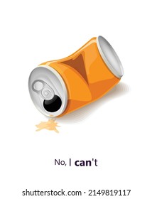 Crumpled empty can. Vector illustration
