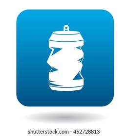 Crumpled empty soda or beer can icon in simple style on a white background