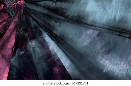 Crumpled fabric background, abstract hand painted watercolor texture, vector illustration