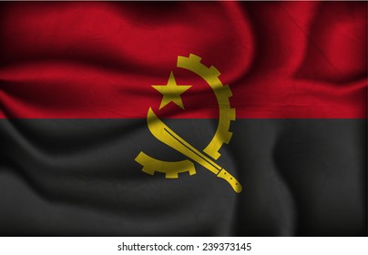 crumpled flag of Angola on a light background